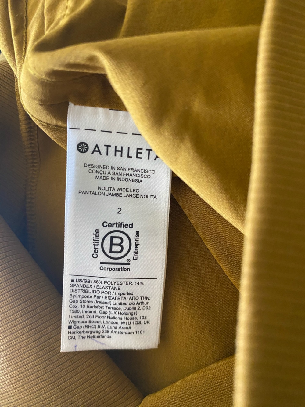 NWT ATHLETA Nolita Wide Leg Pants In Brass Yellow Size 2 - Picture 9 of 9